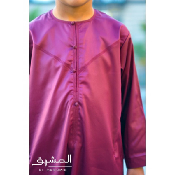 Emirati children thobe burgundy - Al mashriq