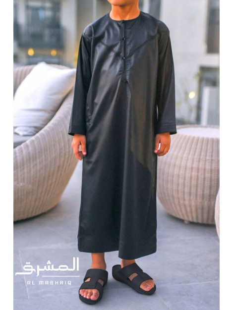 Qamis Noir Emirati Enfant - Al mashriq (Tailles : 11 ans - Couleurs : Noir)
