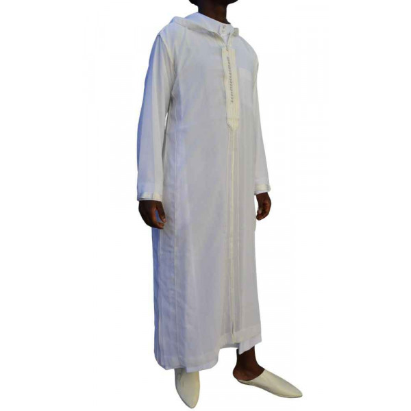 Djellaba Man in Mousline - White