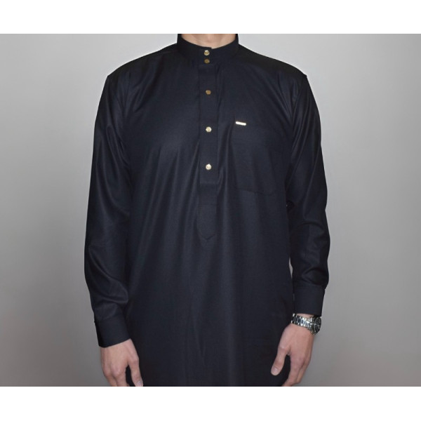 Qamis Saoudien Noir Coton - Ample & Confortable pour la Prière
