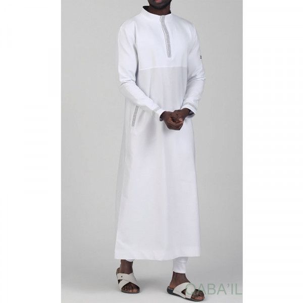 Eminence kameez white and sliver - Qaba'il